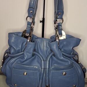 B. Makowsky Sky Blue Leather Shoulder Bag